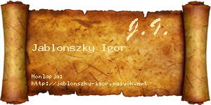 Jablonszky Igor névjegykártya