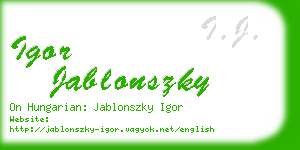 igor jablonszky business card